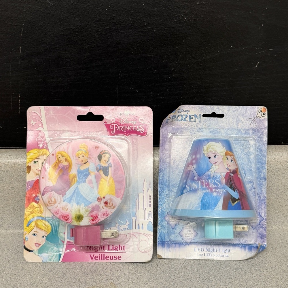 Disney Princess Rapunzel, Cinderella & Frozen Night Light & Led Lot 2 NEW